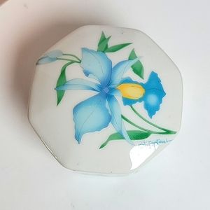 Vintage Handpainted Octagon Trinket Box
